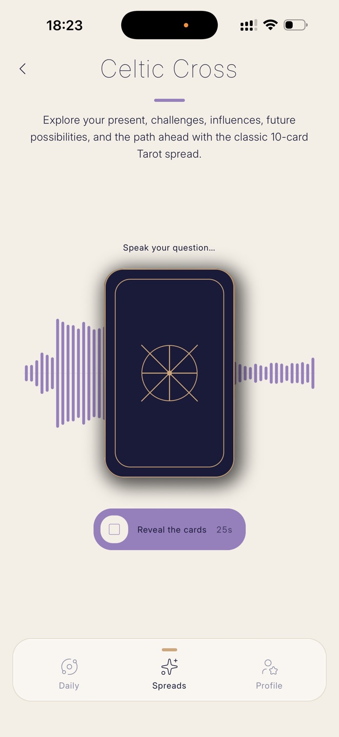 Speaking a question aloud in Arclum while the voice waveform is captured